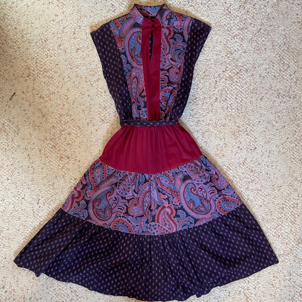 70s Hippy Gunne Sax Style Prairie Patchwork Dress
